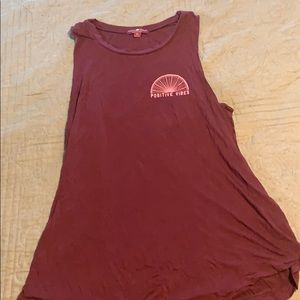 Maroon positive vibes graphic tank